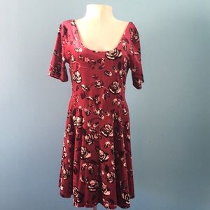 Velvet short sleeve skater dress